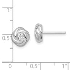 Sterling Silver Rhodium Plated CZ Knot Post Earrings