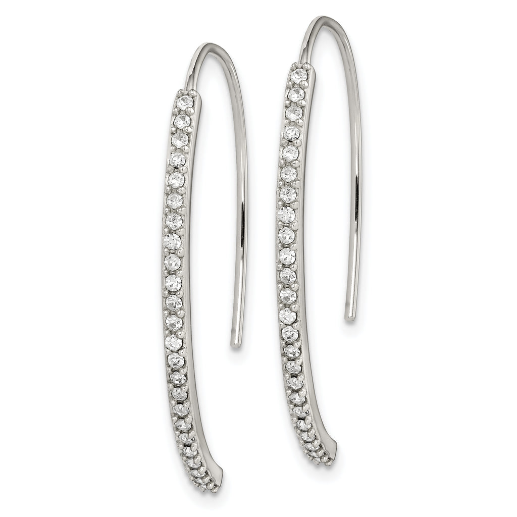 Sterling Silver Rhodium-plated Crystal Threader Dangle Earrings