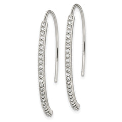 Sterling Silver Rhodium-plated Crystal Threader Dangle Earrings