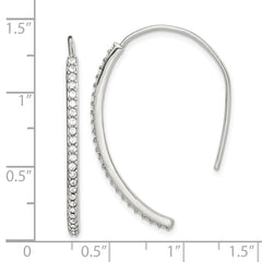 Sterling Silver Rhodium-plated Crystal Threader Dangle Earrings