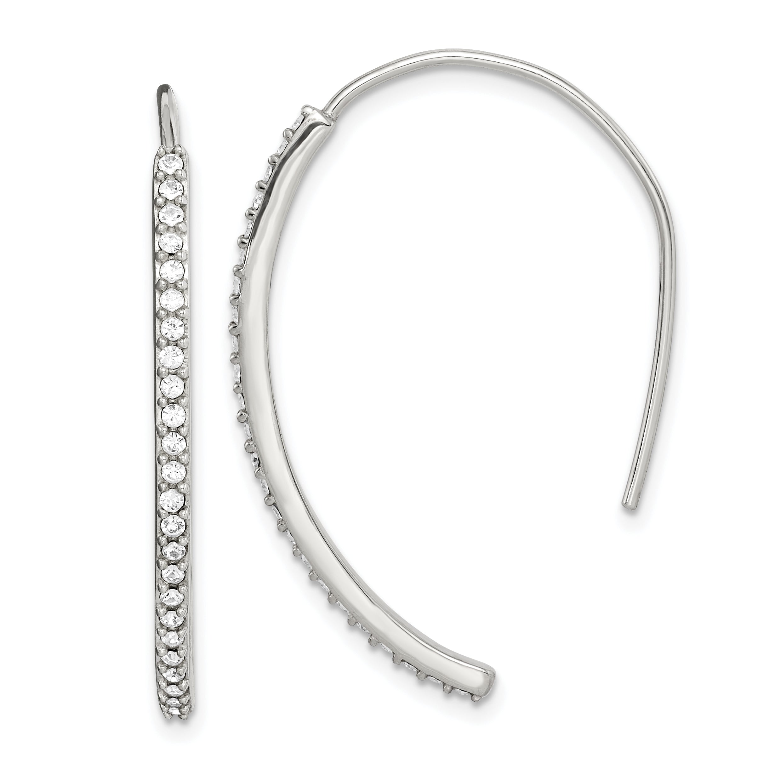 Sterling Silver Rhodium-plated Crystal Threader Dangle Earrings Main image