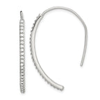 Sterling Silver Rhodium-plated Crystal Threader Dangle Earrings