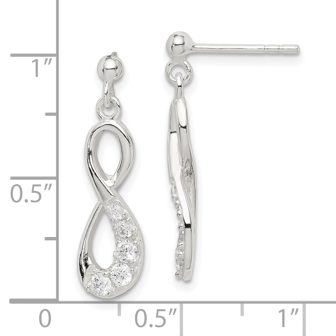 Sterling Silver CZ Infinity Loop Dangle Earrings