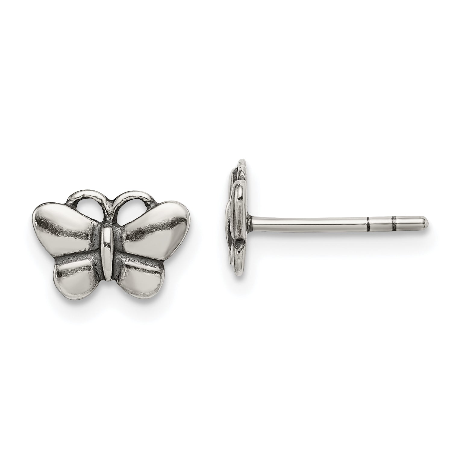 Sterling Silver Oxidized Butterfly Post Earrings Main image