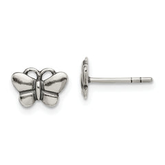 Sterling Silver Oxidized Butterfly Post Earrings