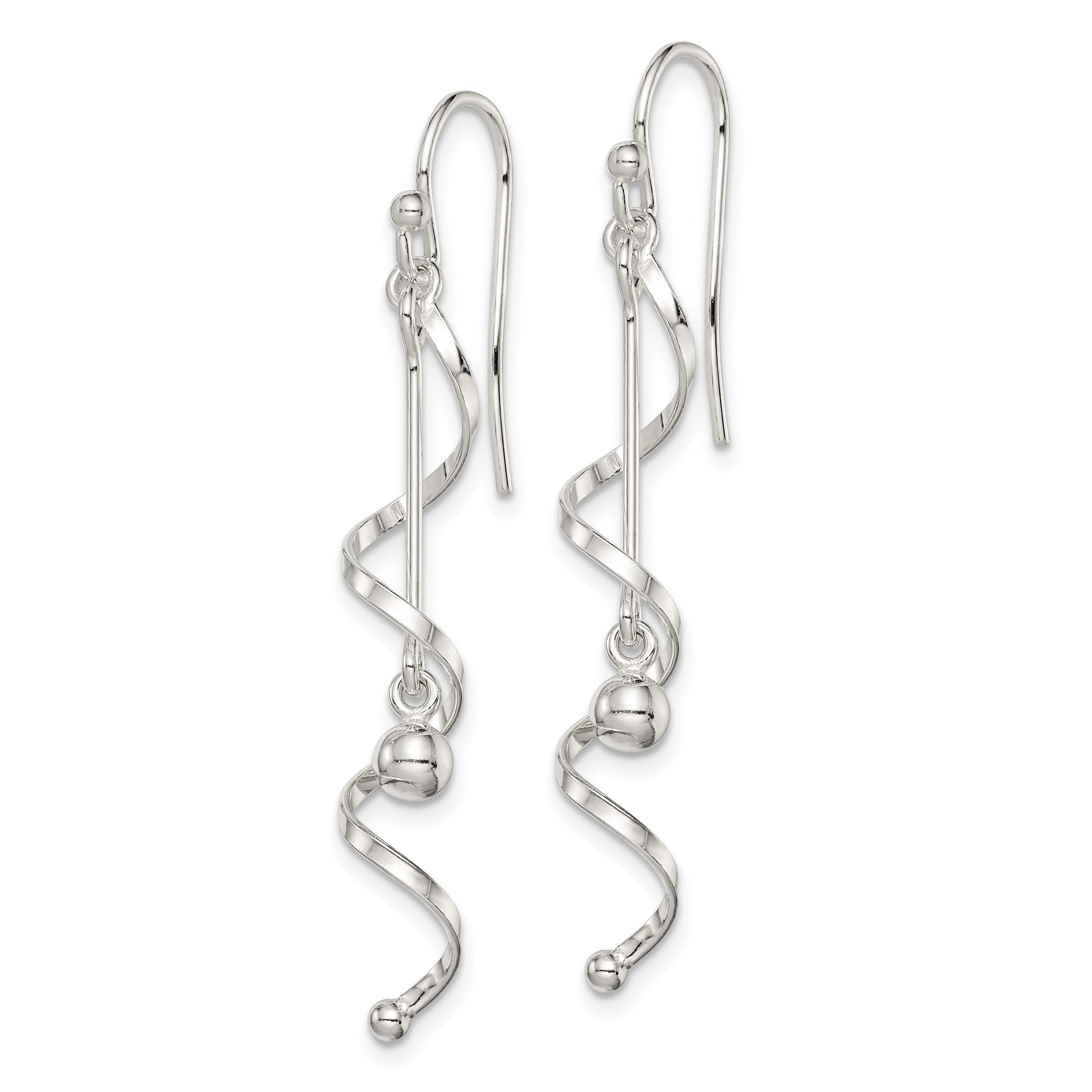 Sterling Silver Polished Twisted Dangle Earrings