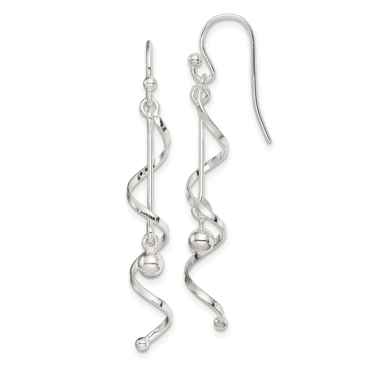 Twisted Dangle Earrings in Sterling Silver, 6mm - Sophia Jewelers Main image