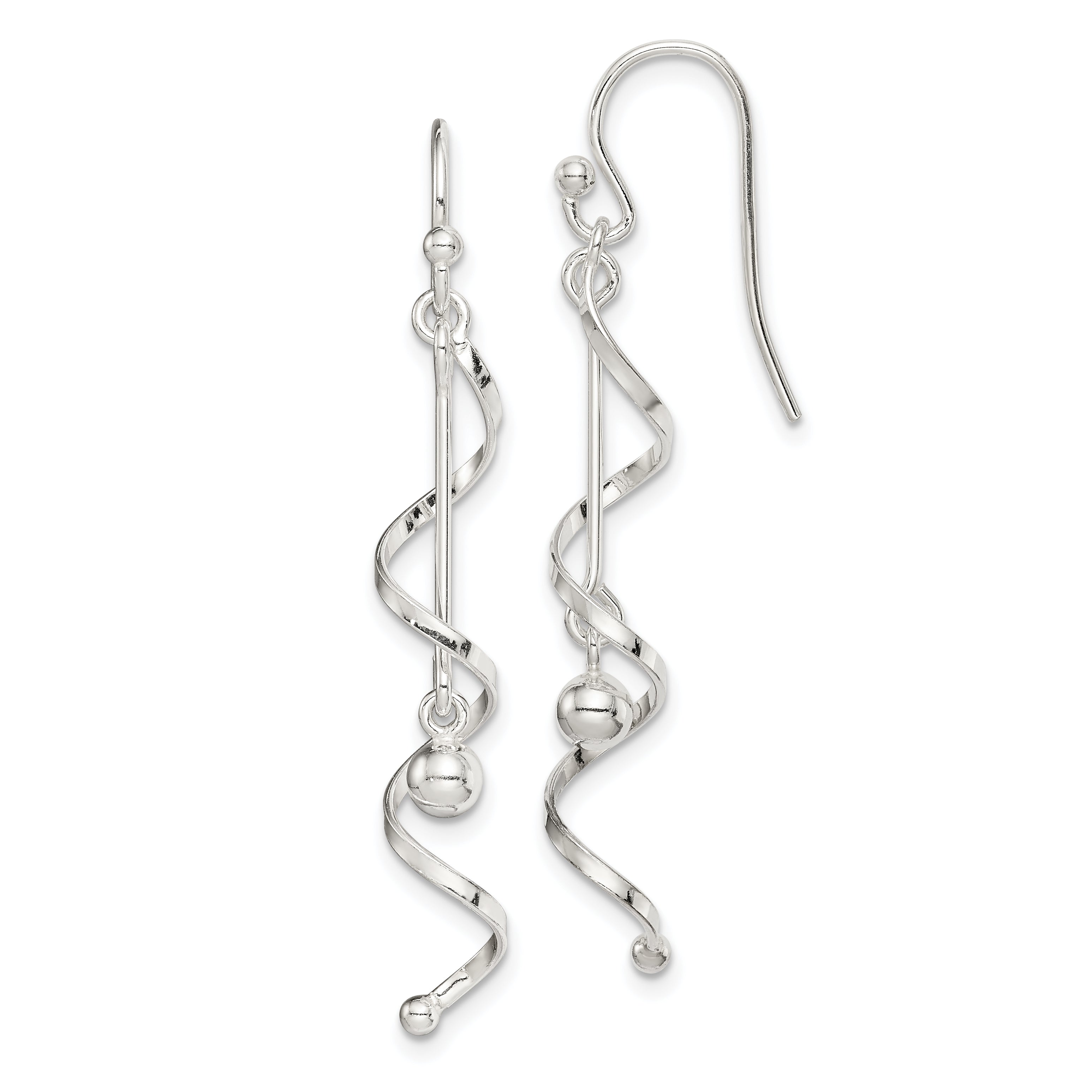 Sterling Silver Polished Twisted Dangle Earrings Main image