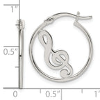Sterling Silver Polished Music Note Hoop Earrings
