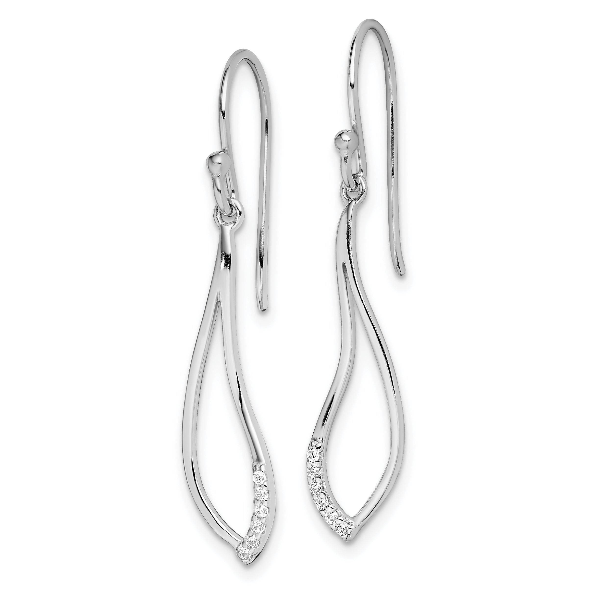 Sterling Silver Rhodium-plated Polished CZ Dangle Earrings Secondary image