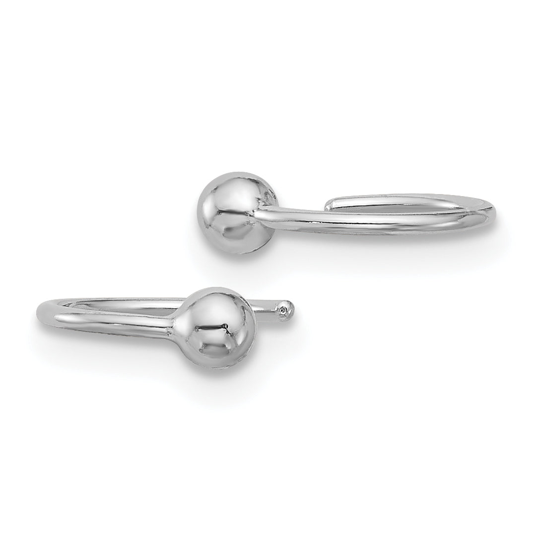 Sterling Silver Rhodium-plated Polished Ball Pair of Cuff Earrings Secondary image
