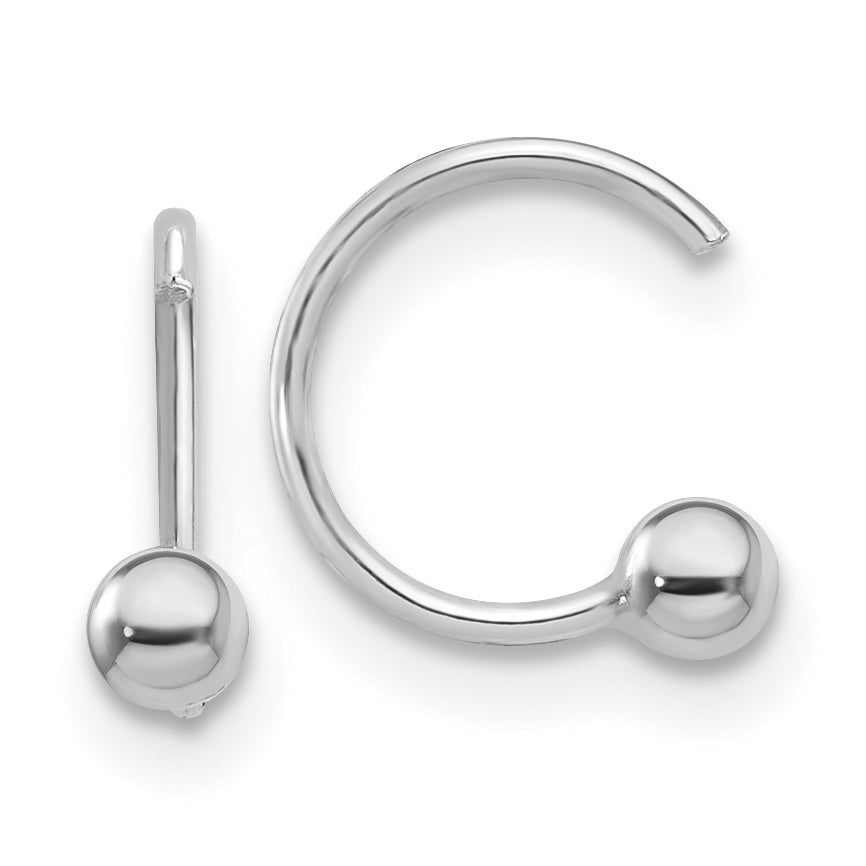 Sterling Silver Rhodium-plated Polished Ball Pair of Cuff Earrings Main image