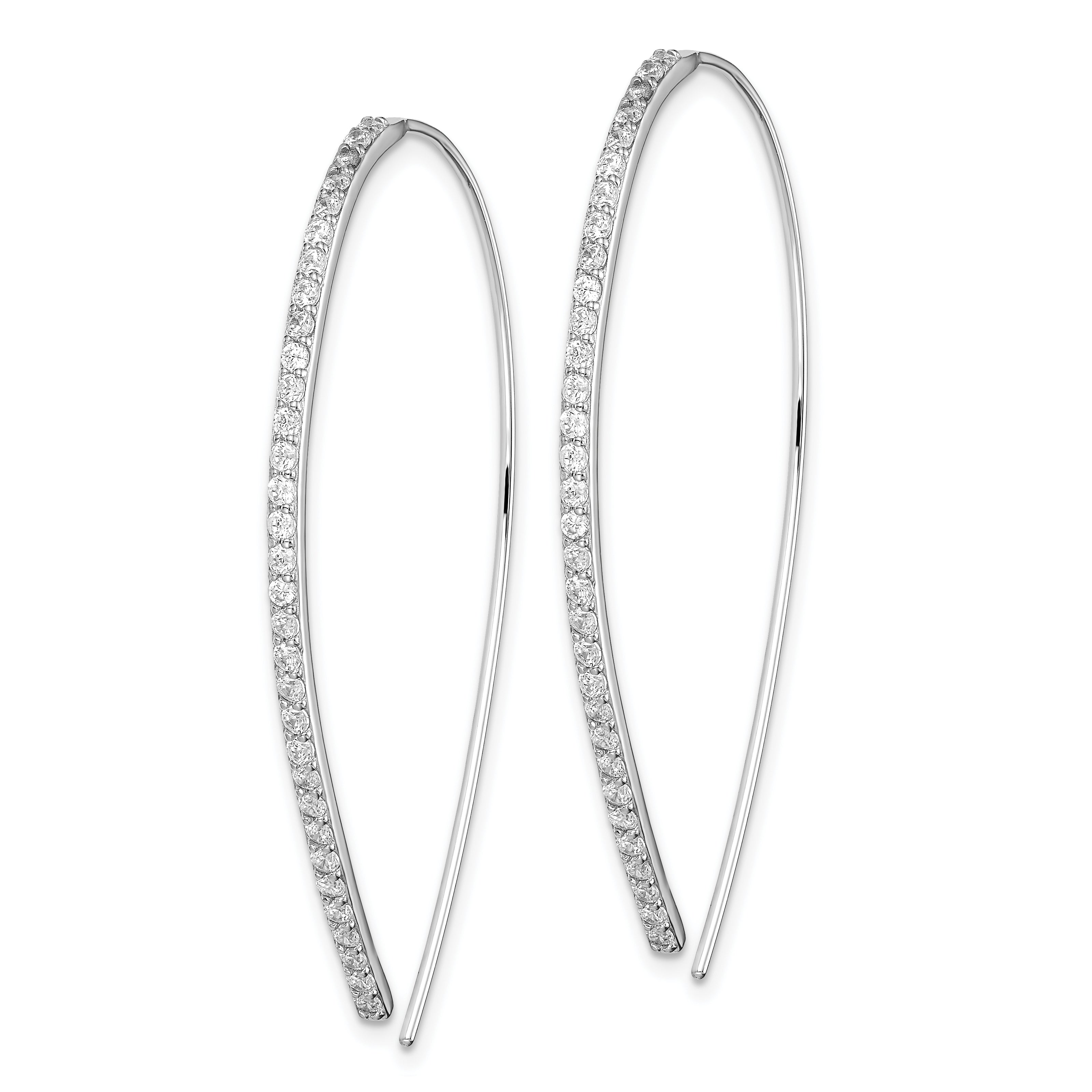 Sterling Silver Rhodium-plated CZ Dangle Earrings Secondary image