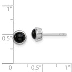 Sterling Silver Rhodium-plated Polished Onyx Round Bezel Stud Earrings