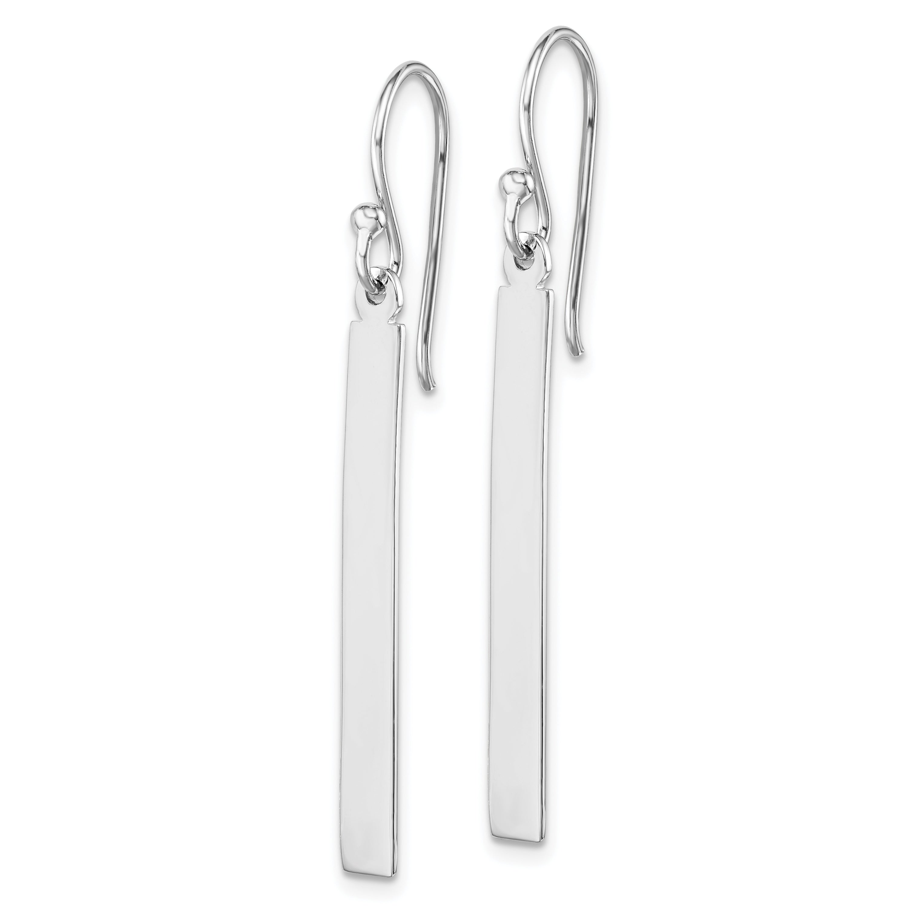 Sterling Silver Rhodium-plated Polished Bar Dangle Earrings Secondary image