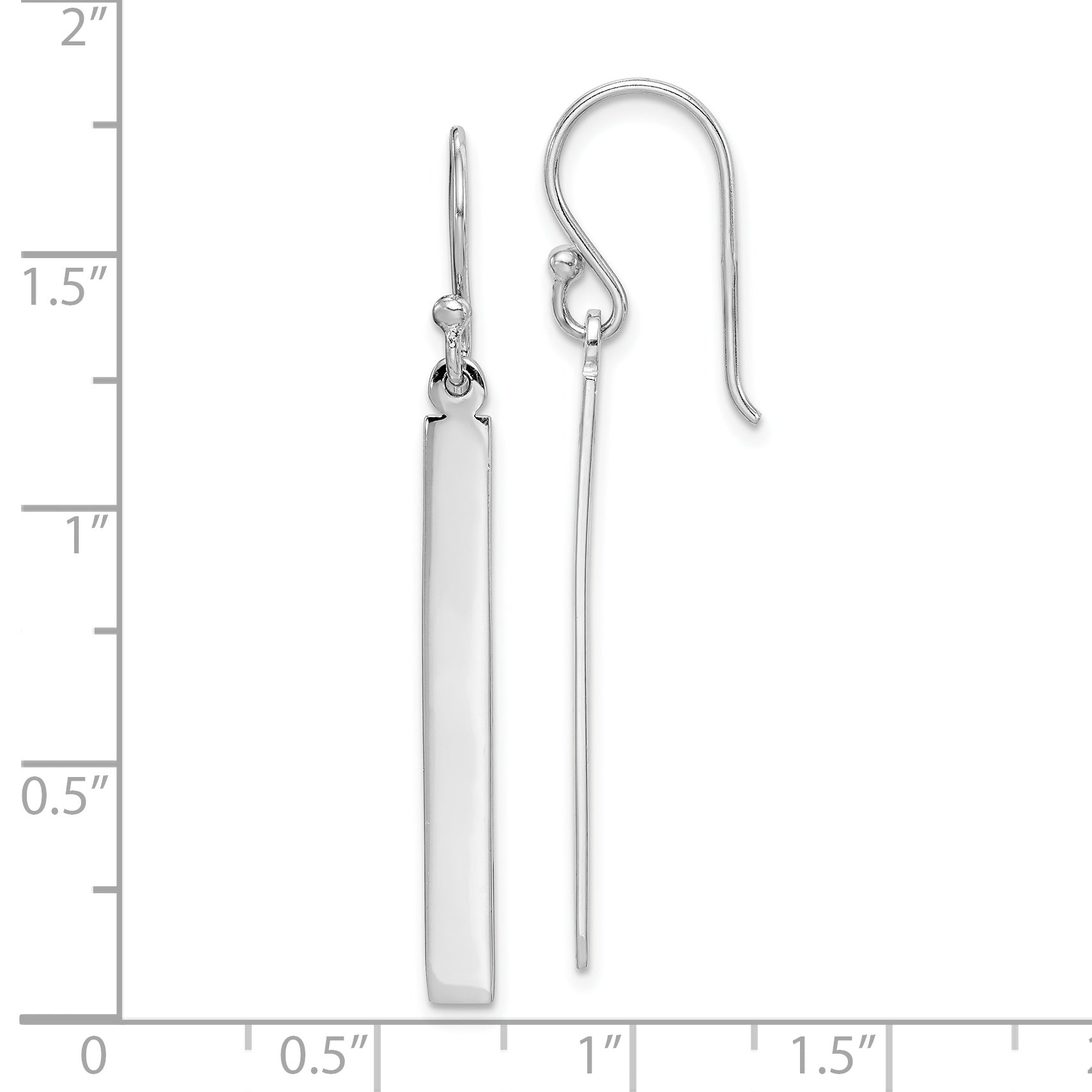 Sterling Silver Rhodium-plated Polished Bar Dangle Earrings