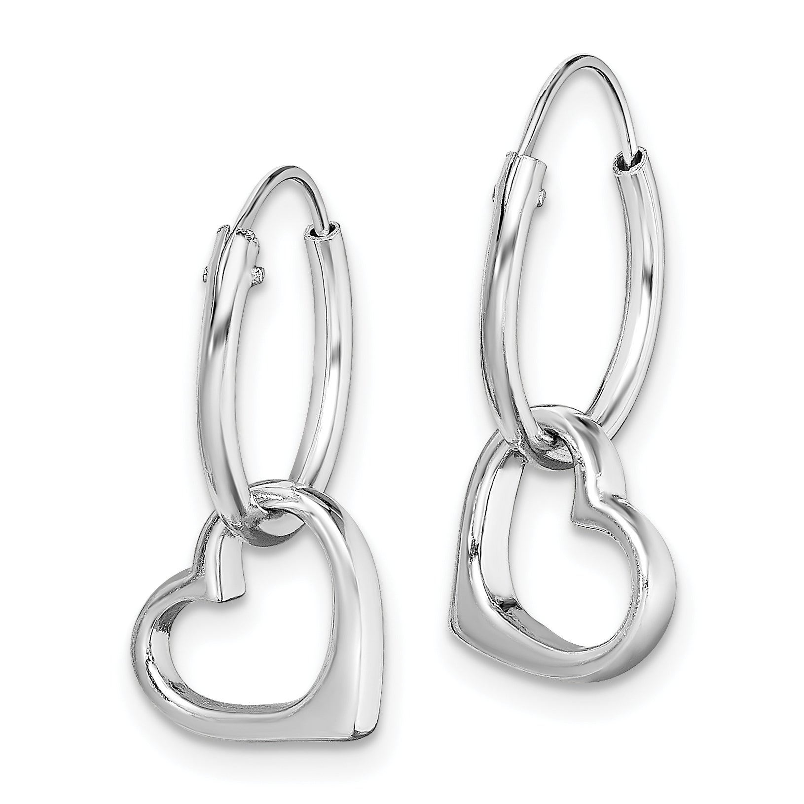 Sterling Silver Rhodium-plated Heart Hoop Earring Secondary image