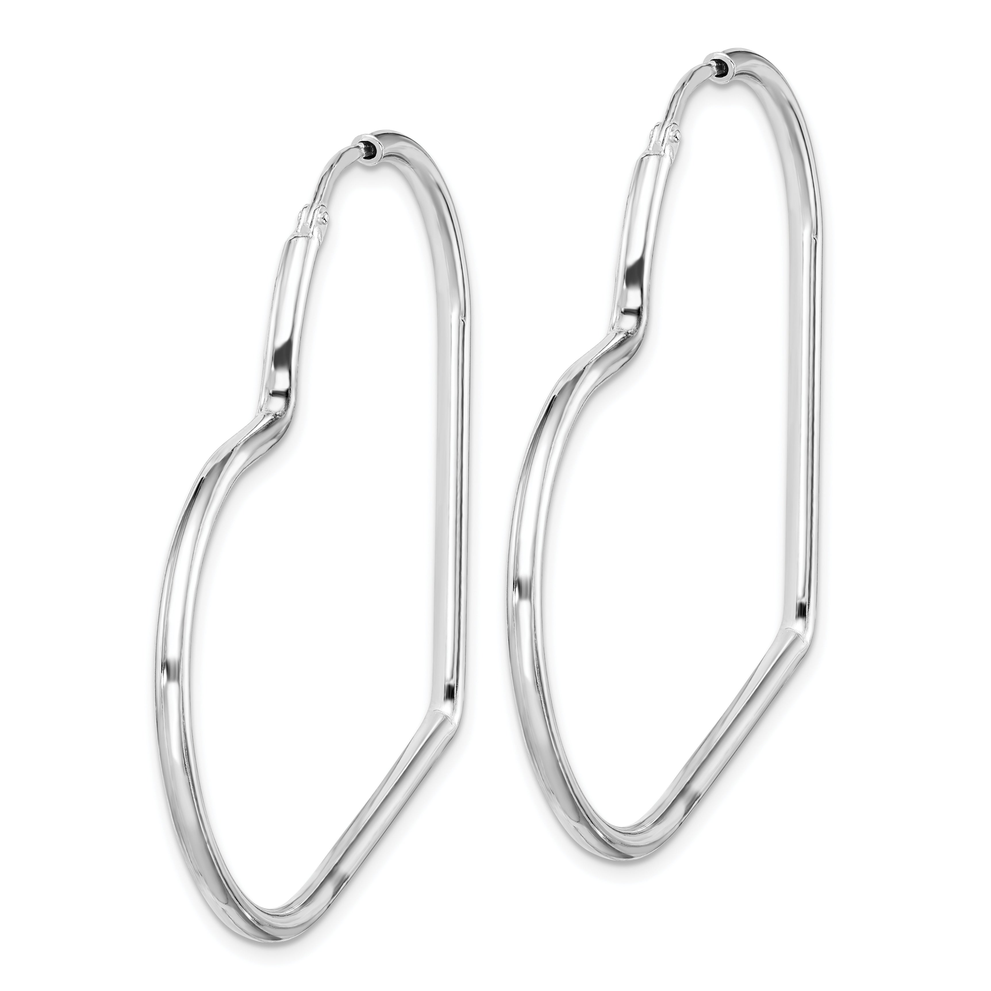 Sterling Silver Rhodium-Plated 2mm Heart Hoop Earrings Secondary image