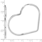Sterling Silver Rhodium-Plated 2mm Heart Hoop Earrings