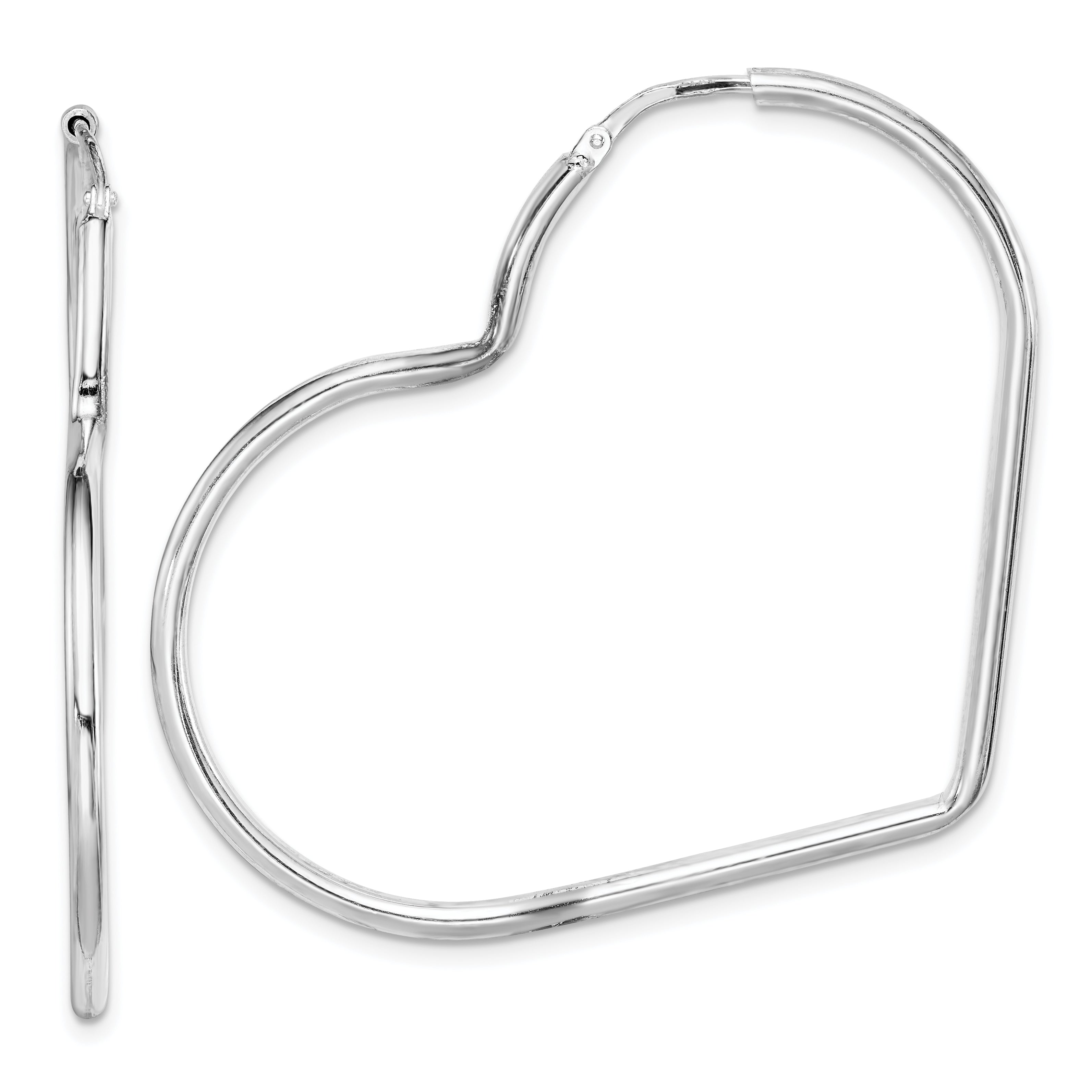 Sterling Silver Rhodium-Plated 2mm Heart Hoop Earrings Main image