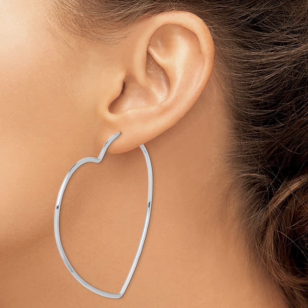 Heart Hoop Earrings in Sterling Silver, 72mm - Sophia Jewelers