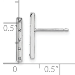 Sterling Silver Rhodium-plated Polished CZ Bar Post Earrings