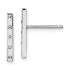 Sterling Silver Rhodium-plated Polished CZ Bar Post Earrings