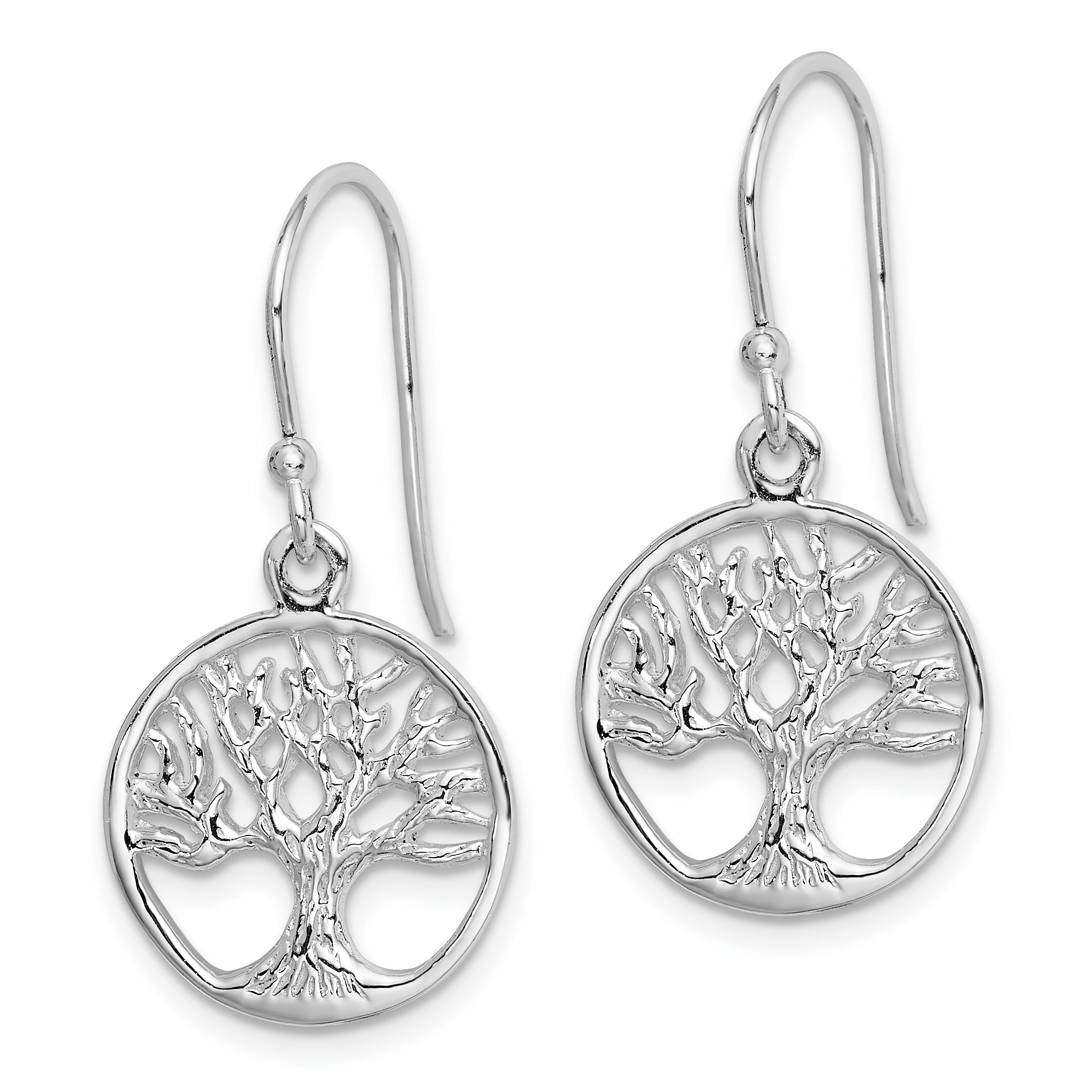 Sterling Silver Rhodium Plated Tree Dangle Earrings Secondary image