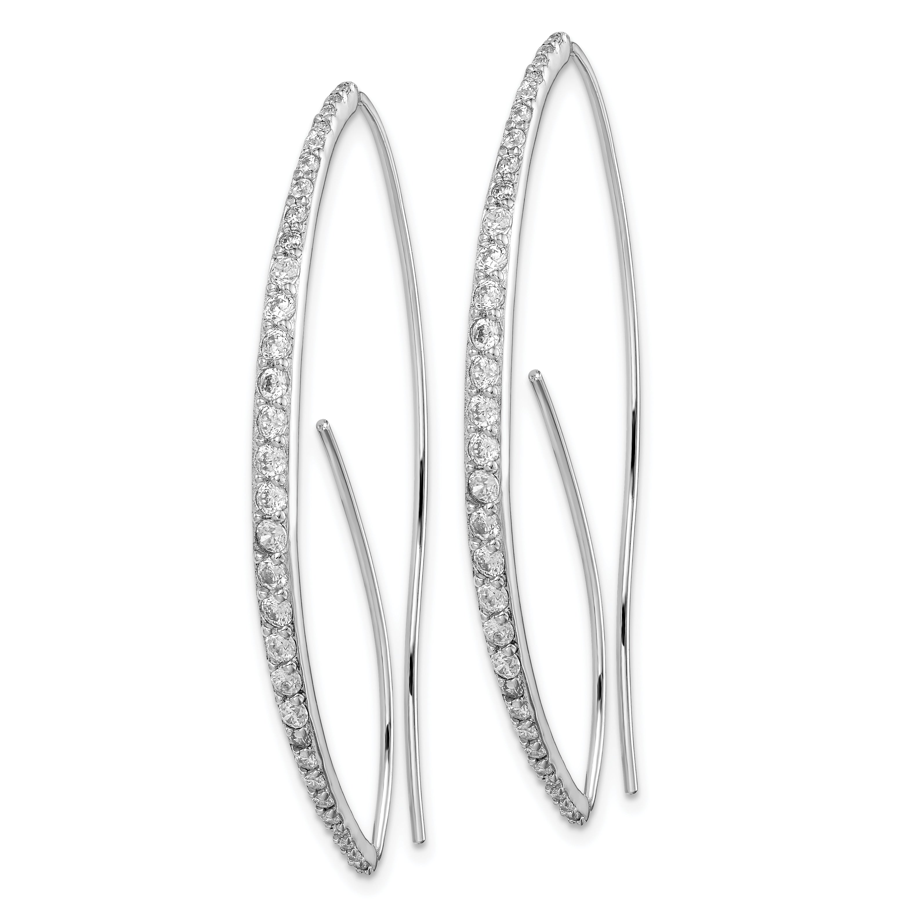 Sterling Silver Rhodium-plated CZ Threader Earrings Secondary image