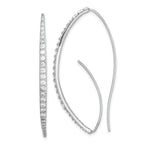 Sterling Silver Rhodium-plated CZ Threader Earrings