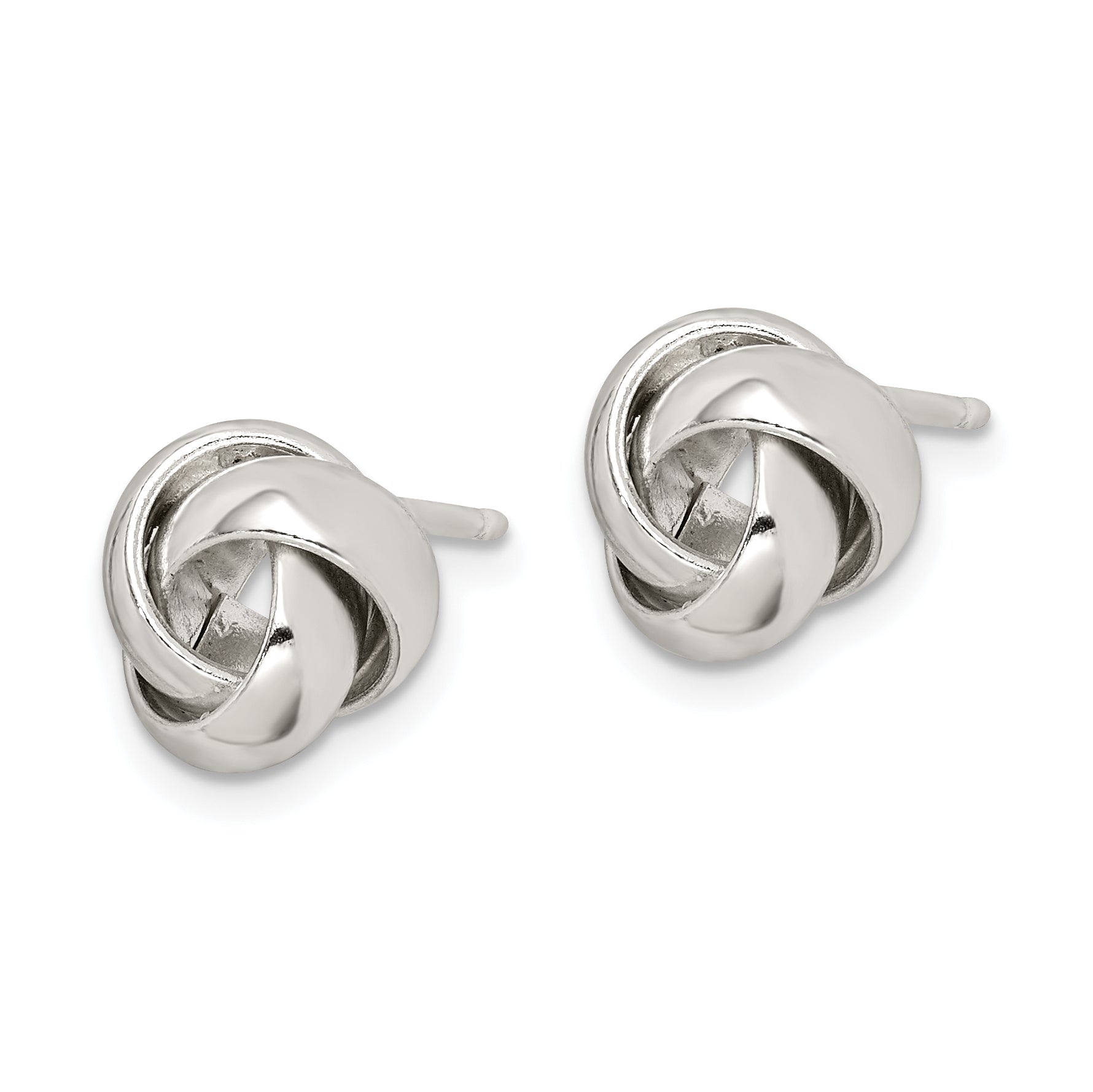 Sterling Silver Rhodium-plated Polished 9mm Love Knot Post Earrings