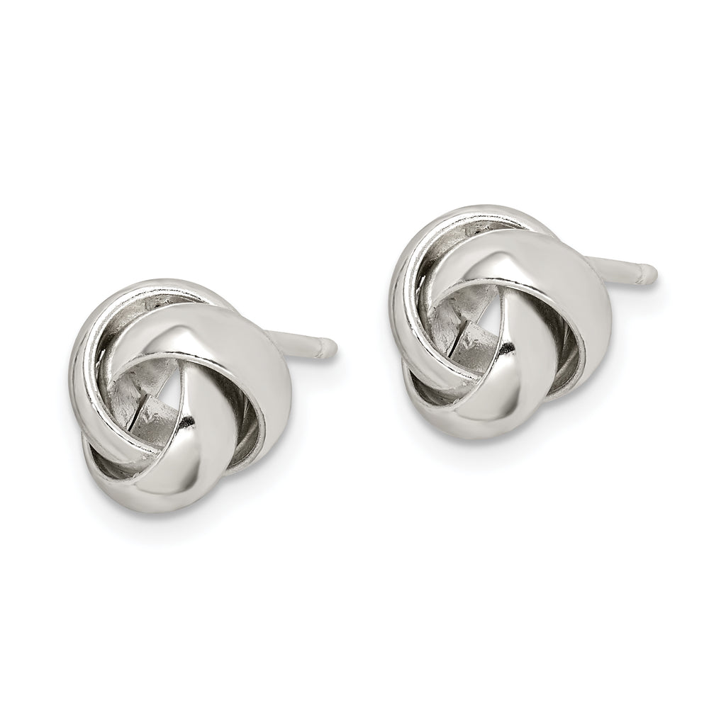 Sterling Silver Rhodium-plated Polished 9mm Love Knot Post Earrings
