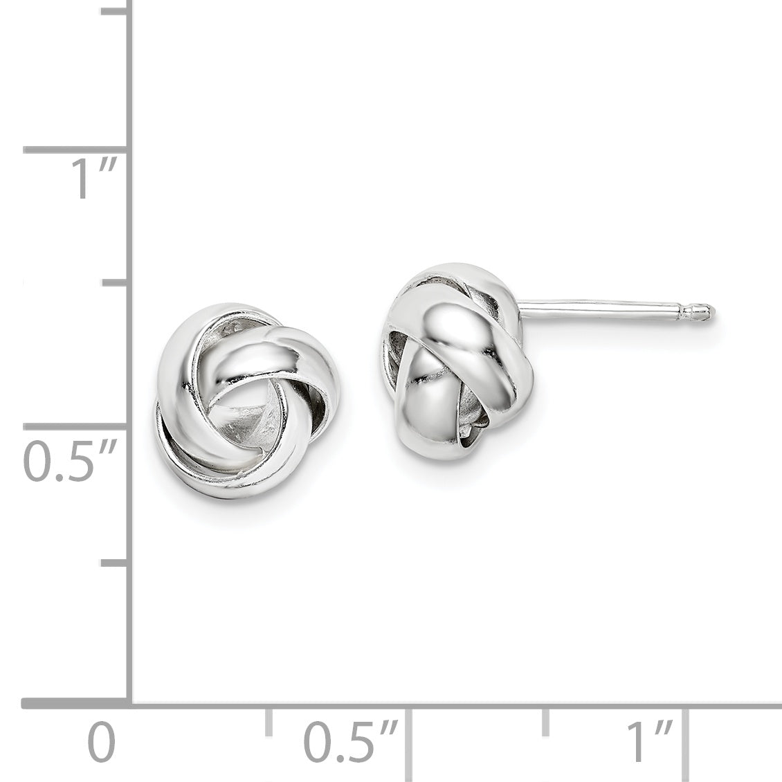 Sterling Silver Rhodium-plated Polished 9mm Love Knot Post Earrings