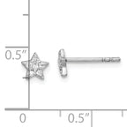 Sterling Silver Rhodium Plated CZ Star Post Earrings