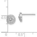 Sterling Silver RH-plated Polished & Textured Diamond Circle Post Earrings