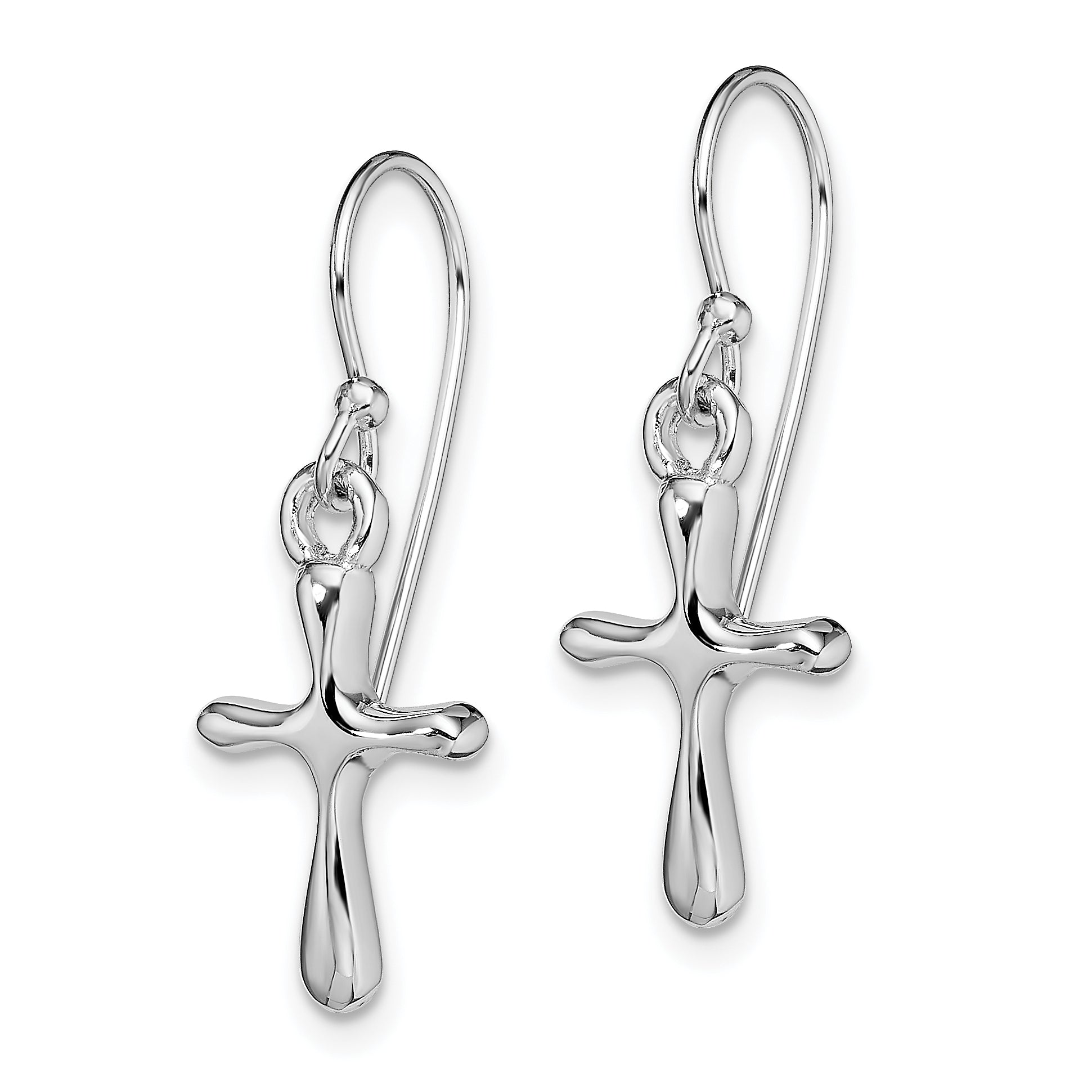 Sterling Silver Rhodium-plated Polished Cross Dangle Earrings Secondary image