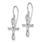 Sterling Silver Rhodium-plated Polished Cross Dangle Earrings