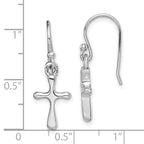 Sterling Silver Rhodium-plated Polished Cross Dangle Earrings
