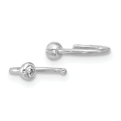 Sterling Silver Rhodium-plated Polished CZ Bezel Pair of Cuff Earrings