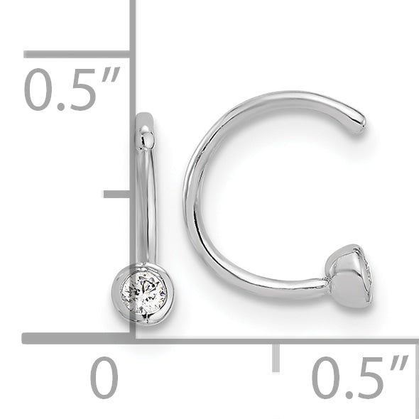 Sterling Silver Rhodium-plated Polished CZ Bezel Pair of Cuff Earrings