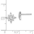 Sterling Silver Rhodium-plated Polished & Beaded CZ Star Post Earrings