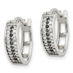 Sterling Silver RH-pltd Polished Black/White CZ 4mm Round Hoop Earrings