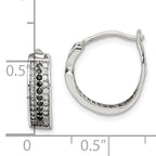 Sterling Silver RH-pltd Polished Black/White CZ 4mm Round Hoop Earrings