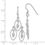 Sterling Silver Rhodium-plated Polished Textured & Beaded Dangle Earrings