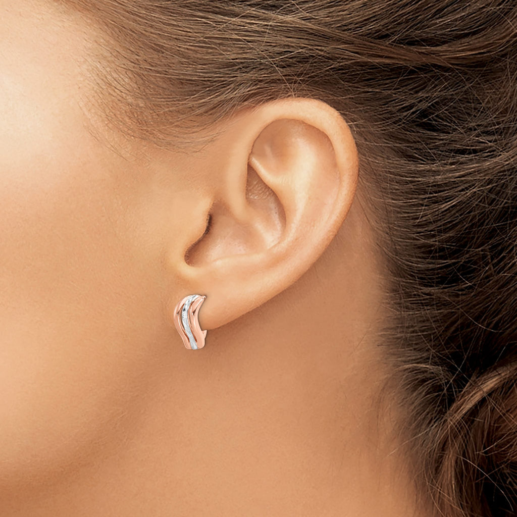 Rose Tone Hoop Earrings in Rose Gold-Plated Sterling Silver, 14mm - Sophia Jewelers