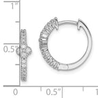 Sterling Silver Rhodium Plated CZ Hinged Hoop Earrings