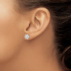 Cubic Zirconia Flower Stud Earrings in Sterling Silver, 7.83mm - Sophia Jewelers