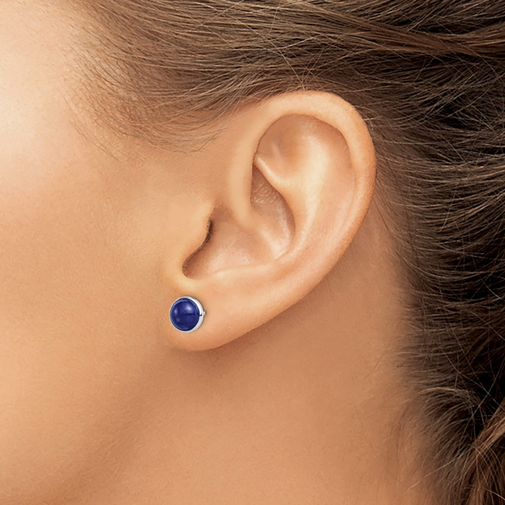 Lapis Stud Earrings in Sterling Silver, 7mm - Sophia Jewelers
