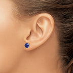 Lapis Stud Earrings in Sterling Silver, 7mm - Sophia Jewelers