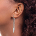 Cubic Zirconia Threader Earrings in Sterling Silver, 2.5mm - Sophia Jewelers